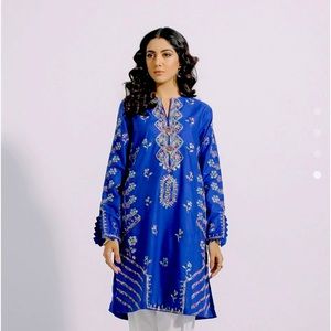 Ethnic Kurta Blue with multi colored thread and mirror accents